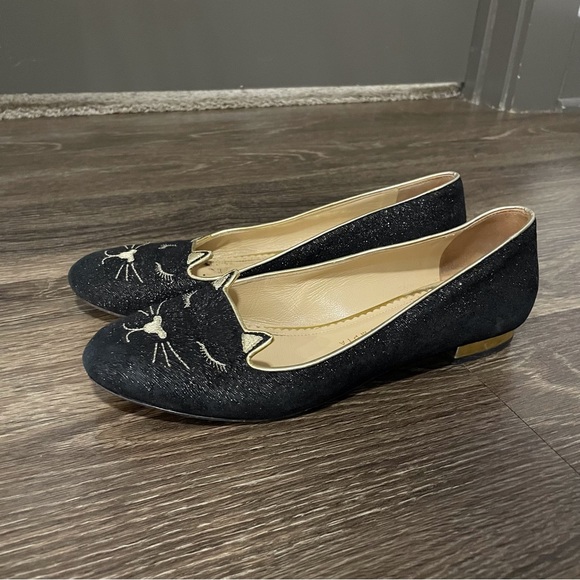 Charlotte Olympia Kitty Glitter Flats - Picture 3 of 6